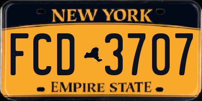 NY license plate FCD3707