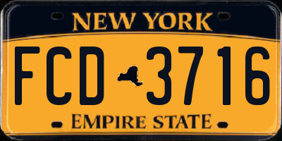 NY license plate FCD3716