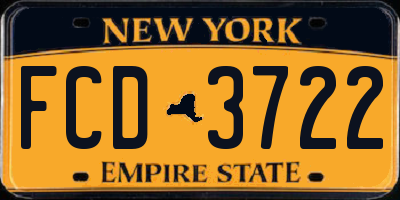 NY license plate FCD3722