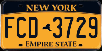 NY license plate FCD3729