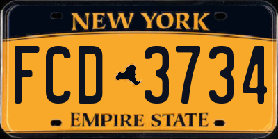 NY license plate FCD3734