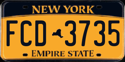 NY license plate FCD3735