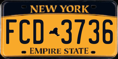NY license plate FCD3736