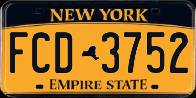 NY license plate FCD3752
