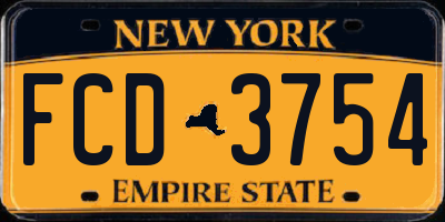 NY license plate FCD3754