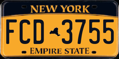 NY license plate FCD3755