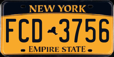 NY license plate FCD3756