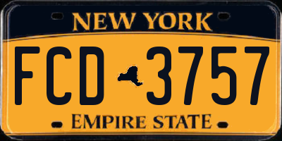 NY license plate FCD3757