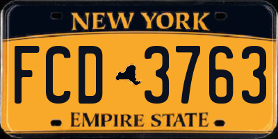 NY license plate FCD3763