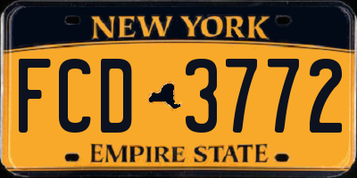 NY license plate FCD3772