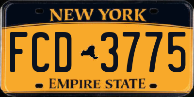 NY license plate FCD3775