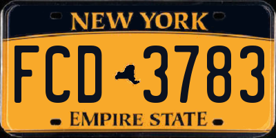 NY license plate FCD3783