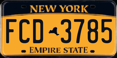 NY license plate FCD3785