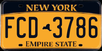 NY license plate FCD3786