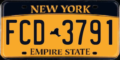 NY license plate FCD3791