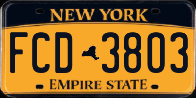NY license plate FCD3803