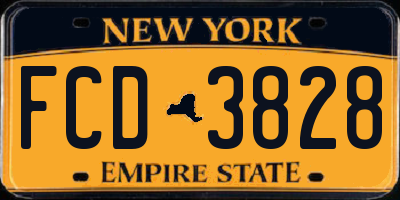 NY license plate FCD3828