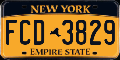 NY license plate FCD3829