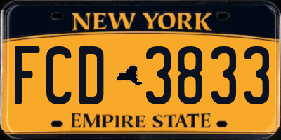 NY license plate FCD3833