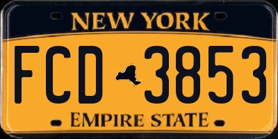 NY license plate FCD3853