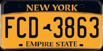 NY license plate FCD3863