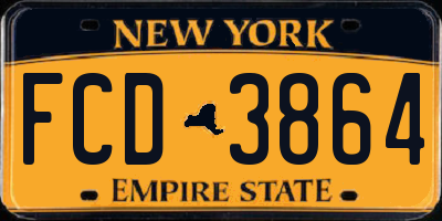 NY license plate FCD3864
