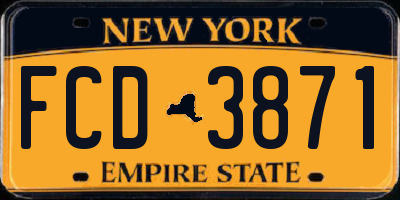 NY license plate FCD3871