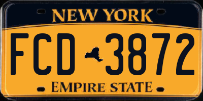 NY license plate FCD3872