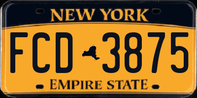 NY license plate FCD3875