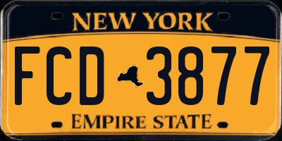 NY license plate FCD3877