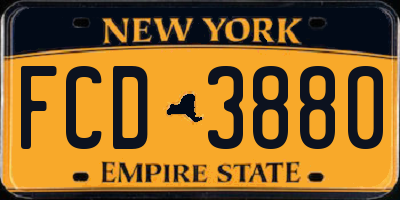 NY license plate FCD3880