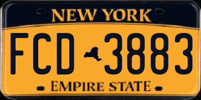 NY license plate FCD3883
