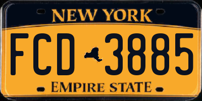 NY license plate FCD3885
