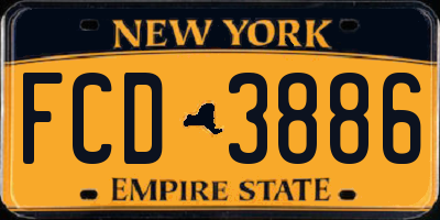 NY license plate FCD3886