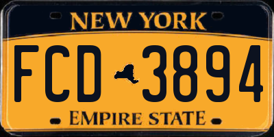 NY license plate FCD3894
