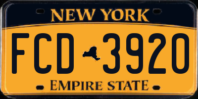 NY license plate FCD3920