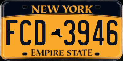 NY license plate FCD3946
