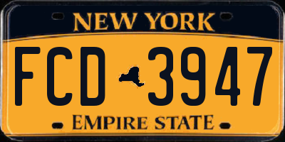 NY license plate FCD3947