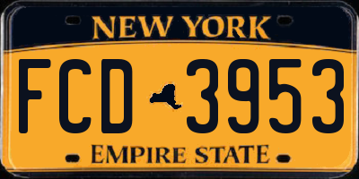 NY license plate FCD3953
