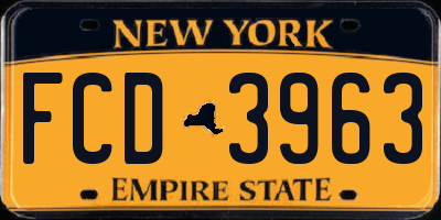 NY license plate FCD3963