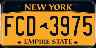 NY license plate FCD3975