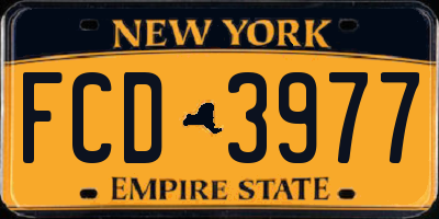 NY license plate FCD3977
