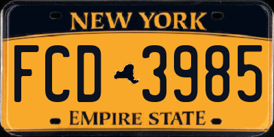 NY license plate FCD3985