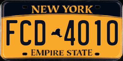 NY license plate FCD4010