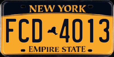 NY license plate FCD4013