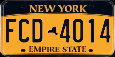 NY license plate FCD4014