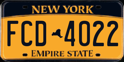 NY license plate FCD4022