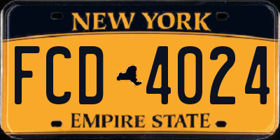 NY license plate FCD4024