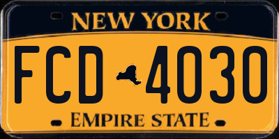 NY license plate FCD4030