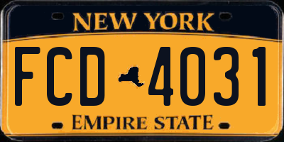 NY license plate FCD4031